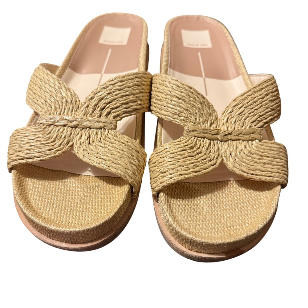 Dolce Vita Selda Slip On Neutral Raffia Slide 8.5 Vacation, Beach, Summer - Picture 2 of 11